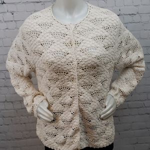 Orvis Cream Silk & Cotton Crochet Cardigan